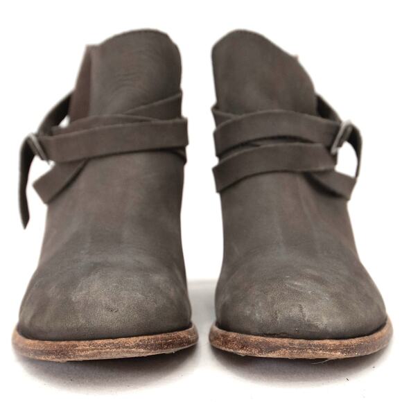 Hand Crafted Brand Gray Suede Triple Strap Ankle Boots Size 40 US 9 - Picture 3 of 12